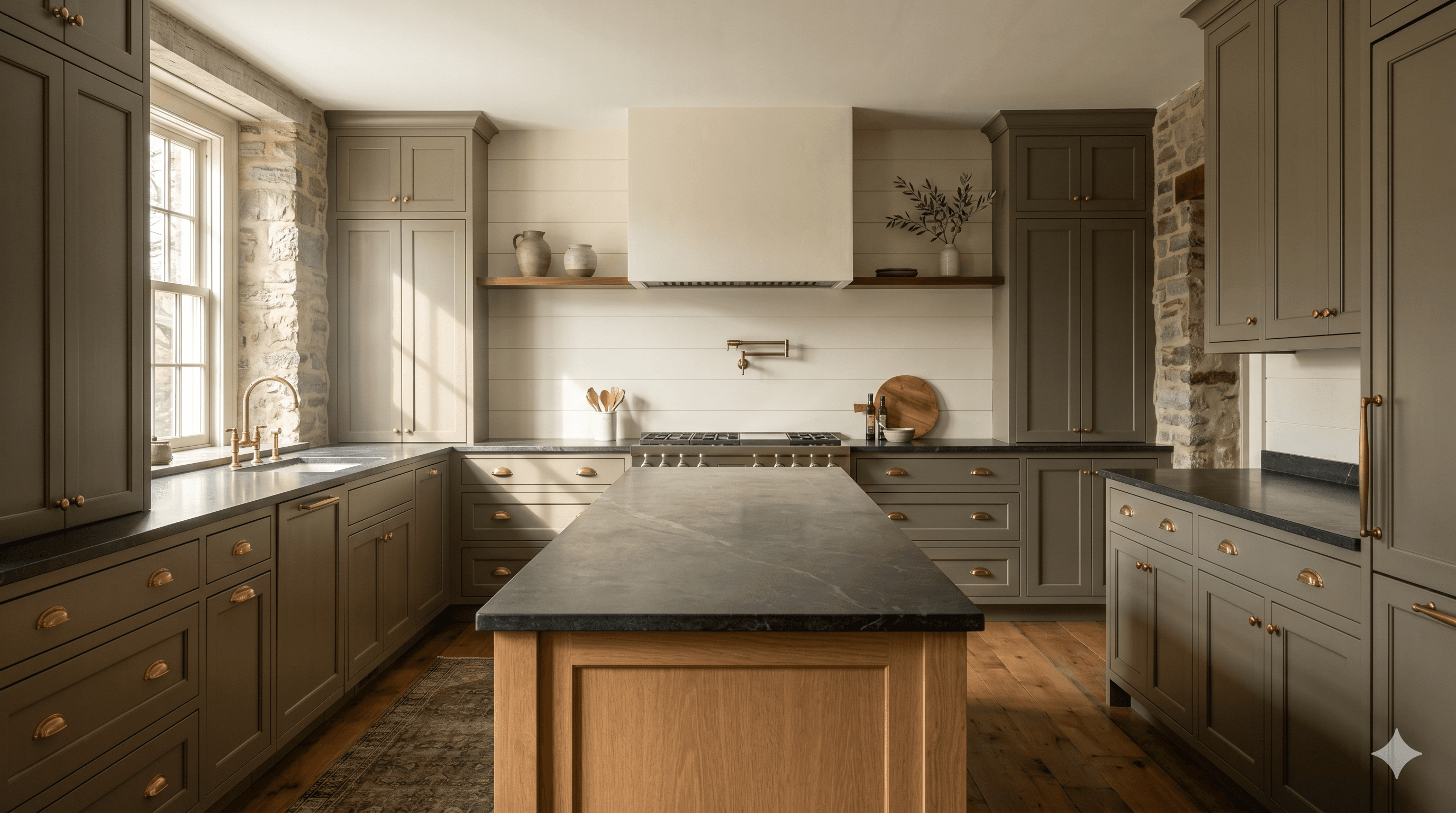 Inset shaker kitchen in a Pennsylvania stone farmhouse